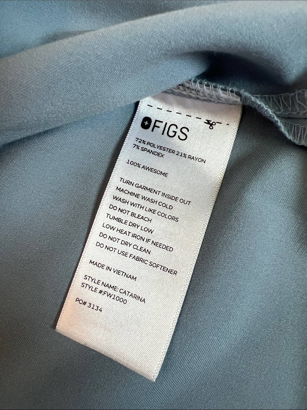 FIGS Women's V-Neck Scrub Top in Light Blue Size XL - Picture 9 of 9